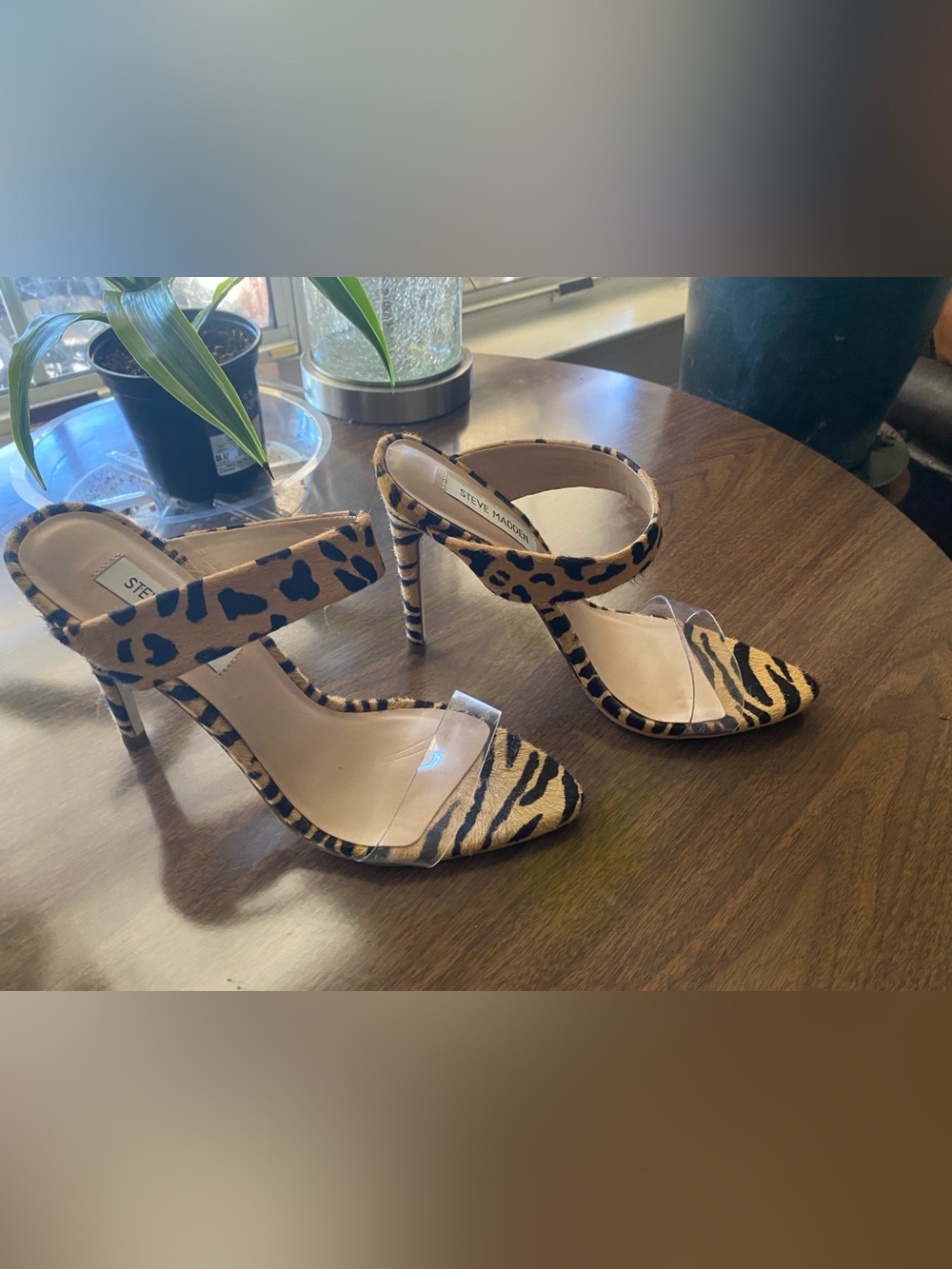 Steve Madden Amaya Animal Print Mule Heel Sandals Size 8.5
